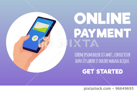 Wireless online payment concept for web page interface flat vector illustration. Wireless online payment concept for web page interface flat vector illustration. 96649693