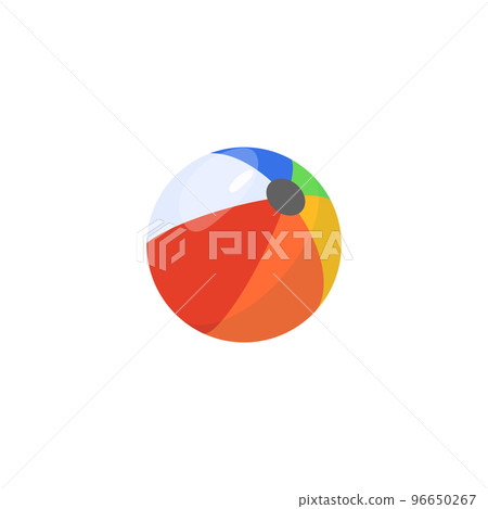Colorful beach ball flat vector illustration isolated on white background. 96650267