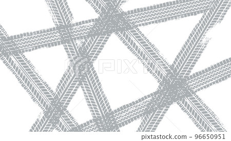 Auto tire tread grunge element. Car and motorcycle tire pattern, wheel tyre tread track. Black tyre print. Vector illustration isolated on white background 96650951