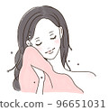 擦臉和頭髮的女人 96651031