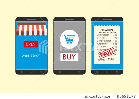 mobile shopping button, flat design. mobile shopping button, flat design. 96651178