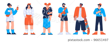 Young adult people, students, friends characters Young adult people, students, friends characters 96651497