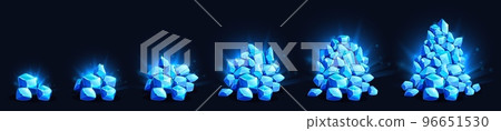 Gemstone crystals growing pile game assets set 96651530