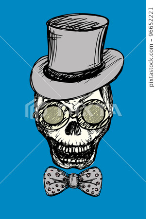 Fashion skull with glasses,bow tie and retro hat Fashion skull with glasses,bow tie and retro hat 96652221