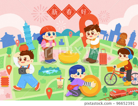 Creative New Year travel poster Creative New Year travel poster 96652391