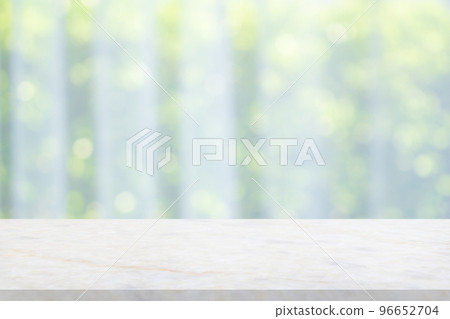 Empty marble table top with blur window curtain background Empty marble table top with blur window curtain background 96652704