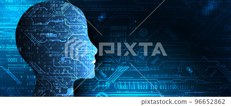 Artificial Intelligence. Technical background with a silhouette of a man. Big data concept. Machine cyber mind. 96652862