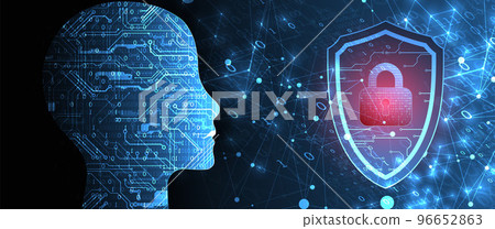 Artificial Intelligence. Technical background with a silhouette of a man. Big data concept. Machine cyber mind. 96652863