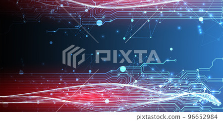 Abstract background with plexus effect. Scientific and technological concept with the use of technical elements. 96652984