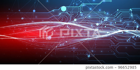 Abstract background with plexus effect. Scientific and technological concept with the use of technical elements. 96652985