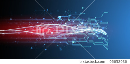 Abstract background with plexus effect. Scientific and technological concept with the use of technical elements. 96652986