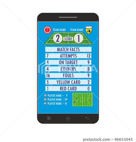 Soccer or football application on smartphone screen,cartoon vector illustration Soccer or football application on smartphone screen,cartoon vector illustration 96653045