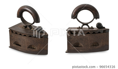 antique cast iron iron isolated on white background 96654316