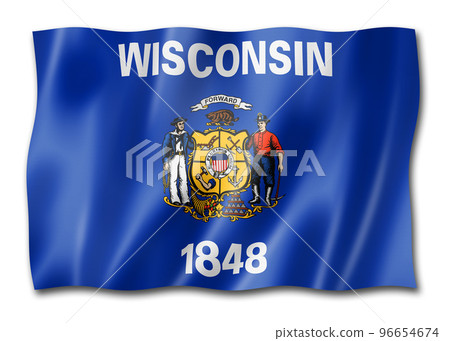 Wisconsin flag, USA 96654674