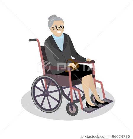 Grandmother in wheelchair,cartoon smiling retired Grandmother in wheelchair,cartoon smiling retired 96654720