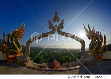 Morning view at Mae Moh Viewpoint at Wat Rattana Khuha, Tham Pha Kluay, Lampang, Thailand. Morning view at Mae Moh Viewpoint at Wat Rattana Khuha, Tham Pha Kluay, Lampang, Thailand. 96655000