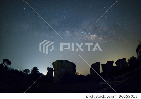 Mor Hin Khao is another tourist attraction with natural beauty. At the beginning of the year the Milky Way can be seen in the night sky, Chaiyaphum, Thailand. Mor Hin Khao is another tourist attraction with natural beauty. At the beginning of the year the Milky Way can be seen in the night sky, Chaiyaphum, Thailand. 96655015