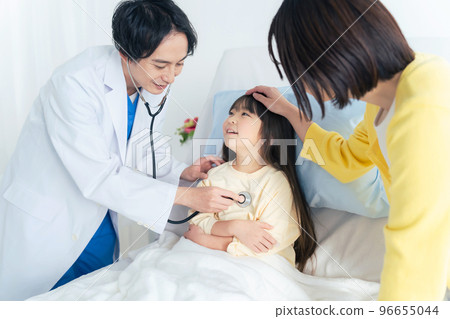 A doctor who examines a girl in hospital Pediatrician 96655044