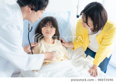 A doctor who examines a girl in hospital Pediatrician 96655046