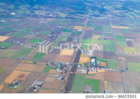 Autumn farmland in Hokkaido seen from above Autumn farmland in Hokkaido seen from above 96655091