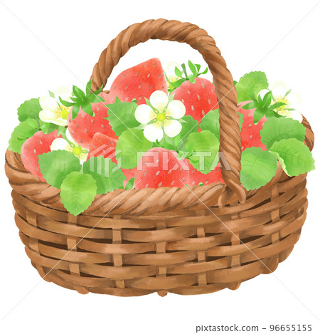 裝滿草莓的籃子的插圖 96655155
