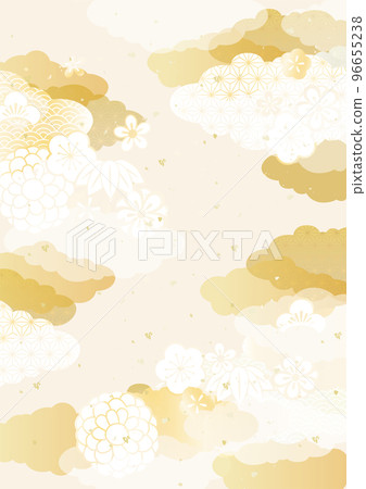 日式花紋柔和金色插畫背景 96655238