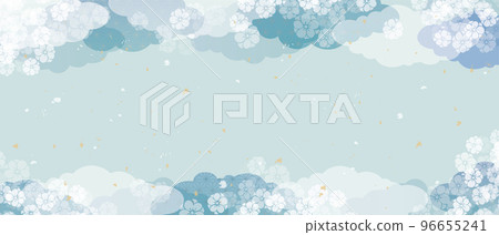 Japanese style pattern gentle light blue illustration background 96655241