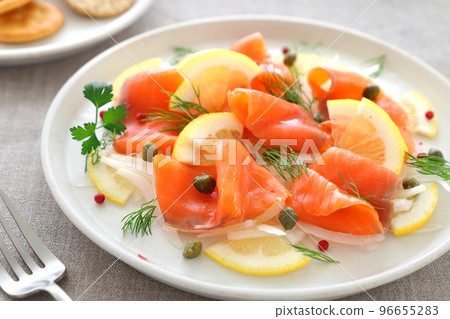 Smoked Salmon Salad Marinated Carpaccio Smoked Salmon Salad Marinated Carpaccio 96655283