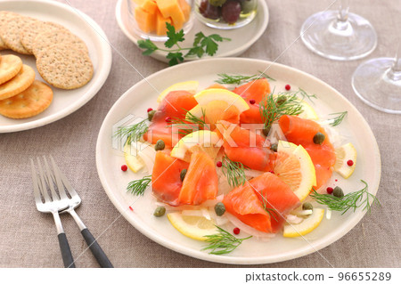 Smoked Salmon Salad Marinated Carpaccio 96655289