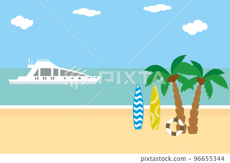 Cartoon tropical beach, 96655344