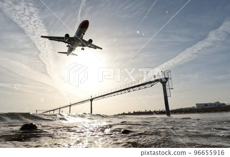 Airplane landing from the sea Airplane landing from the sea 96655916
