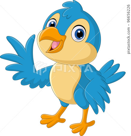 Cartoon happy blue bird waving hand Cartoon happy blue bird waving hand 96656226