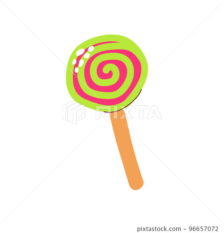 Cartoon round candy on a stick. Lollipop illustration 96657072