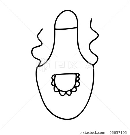 Doodle kitchen Apron. Hand drawn cooking clothes Doodle kitchen Apron. Hand drawn cooking clothes 96657103