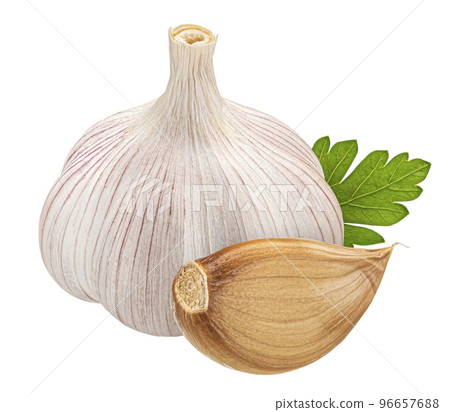 Garlic isolated on white background with clipping path 96657688