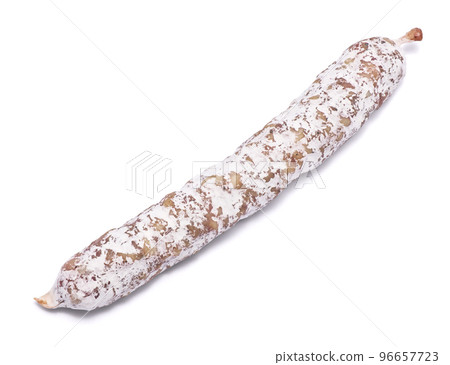 Spanish Fuet thin dried salami sausage isolated on a white background 96657723