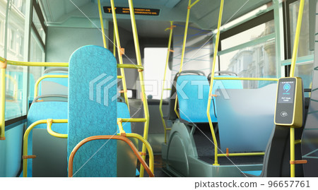 empty Route bus interior 3d render image 96657761