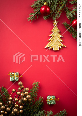 聖誕節 背景 頂視圖 裝飾 聖誕樹 Christmas background クリスマスバック 96657792