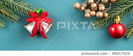 聖誕節 背景 頂視圖 裝飾 鈴鐺 Christmas background クリスマスバック 96657839