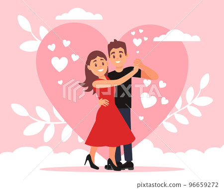 Happy Man and Woman Lovers Dancing Tango Being in Love Vector Illustration Happy Man and Woman Lovers Dancing Tango Being in Love Vector Illustration 96659272