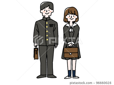 學校裡的男孩和女孩穿著水手服 學校裡的男孩和女孩穿著水手服 96660028