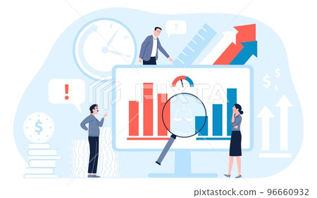 Marketing benchmarking or okr. Manager measure cost, indicate quality and evaluate performance. Business comparison testing methodology recent vector concept Marketing benchmarking or okr. Manager measure cost, indicate quality and evaluate performance. Business comparison testing methodology recent vector concept 96660932