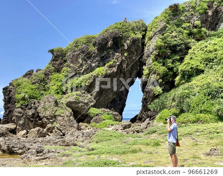 Foreign tourists enjoying the great outdoors of Kumejima Mifuga 96661269