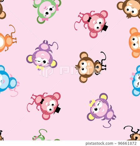 Funny Monkeys seamless pattern,cute wild animals, Funny Monkeys seamless pattern,cute wild animals, 96661872