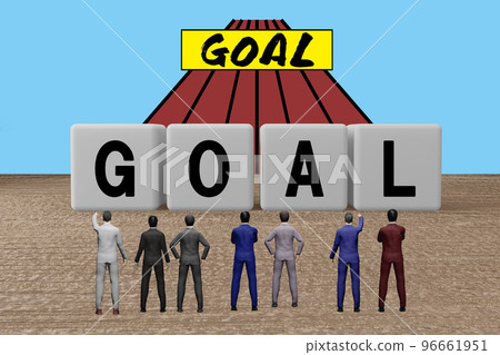 Businessman looking at GOLE character block 96661951