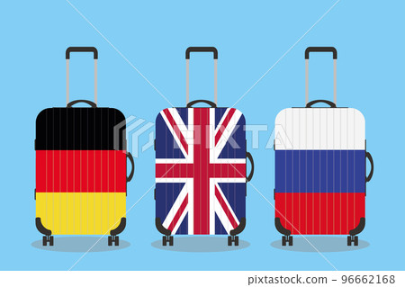 Set of modern suitcases with european flags cover Set of modern suitcases with european flags cover 96662168