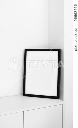 Minimalist black white picture frame with passe-partout mockup. Interior poster mock-up Minimalist black white picture frame with passe-partout mockup. Interior poster mock-up 96662256