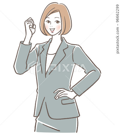 穿著西裝的女人做膽量姿勢 96662299