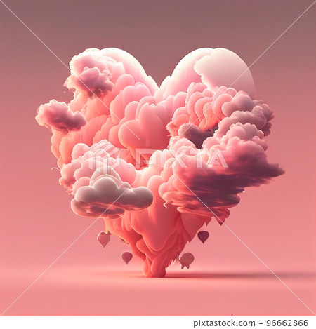 Pink heart cloud. Love cloud in the sky. Love background. Pink heart poster Pink heart cloud. Love cloud in the sky. Love background. Pink heart poster 96662866