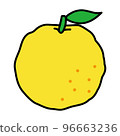 A simple illustration of a yuzu with leaves 96663236